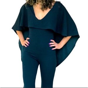 Forever 21 Cape V Neck Jumpsuit Teal Green